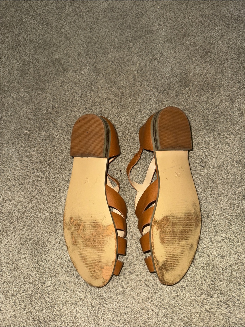 Women's Casual Tan Leather Fisherman-Style Sandals with Ankle Buckle - Picture 3 of 3